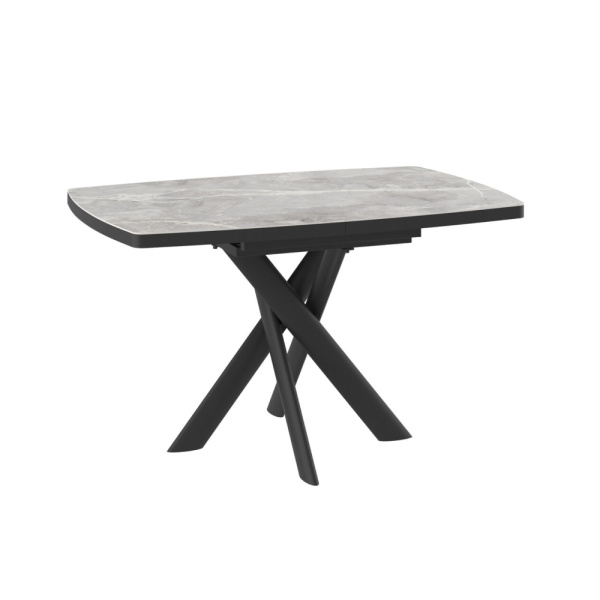 Стол LEONEL-130, раздвижной 130(165)х85, STONE GREY GLOSS ST CER/ЧЕРНЫЙ